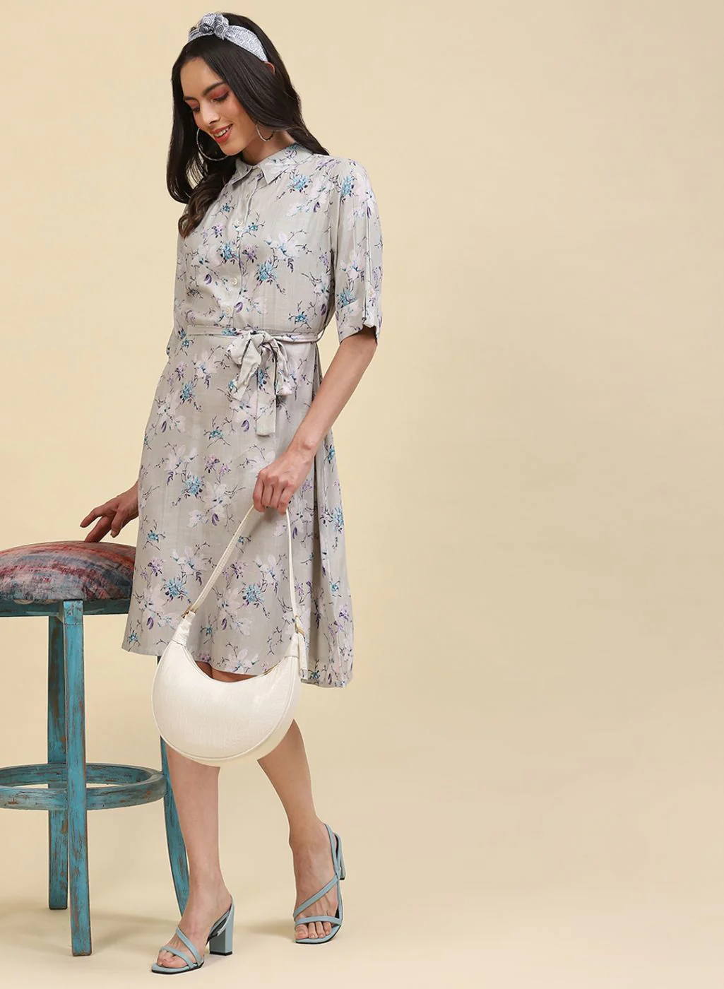 Women Grey Printed Tunic - Image 5