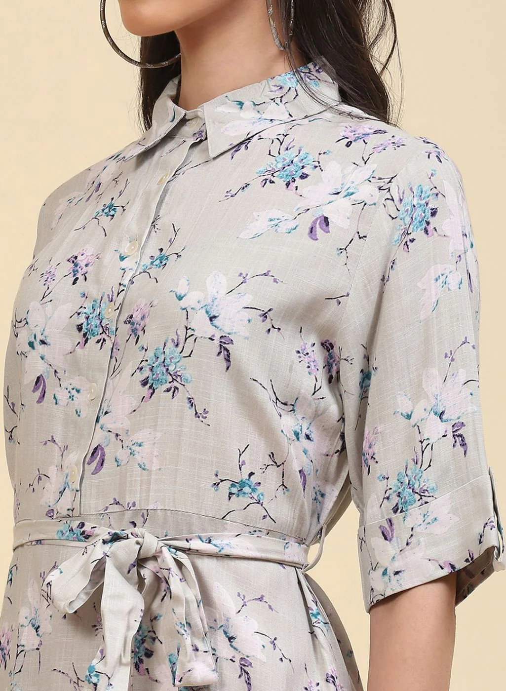 Women Grey Printed Tunic - Image 6