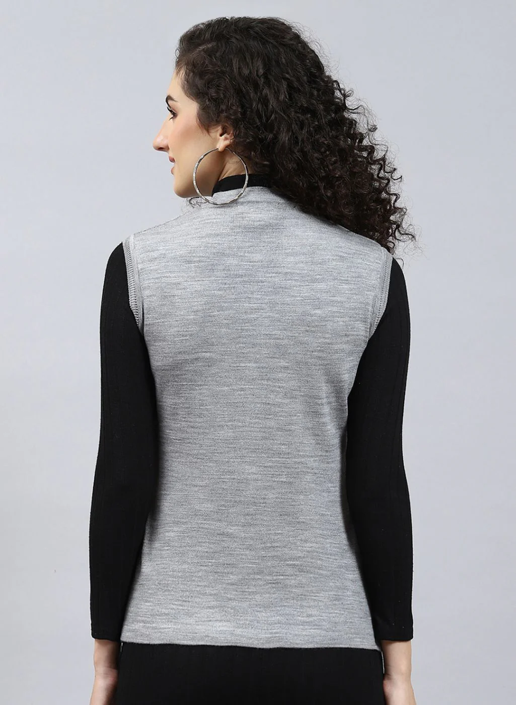 Women Grey Self Design Wool blend Cardigan - Image 5