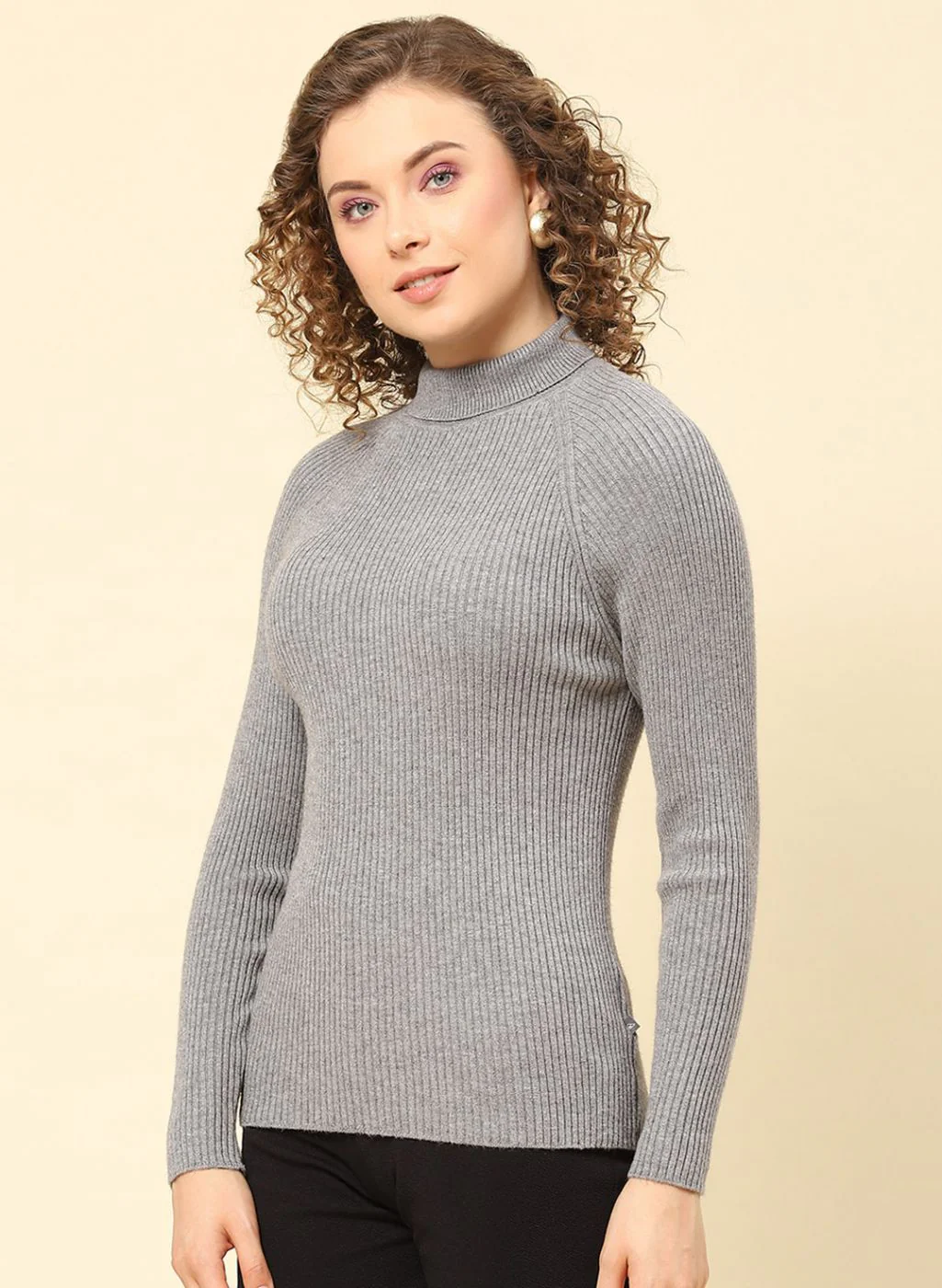 Women Grey Solid Blend wool Sceavy - Image 3