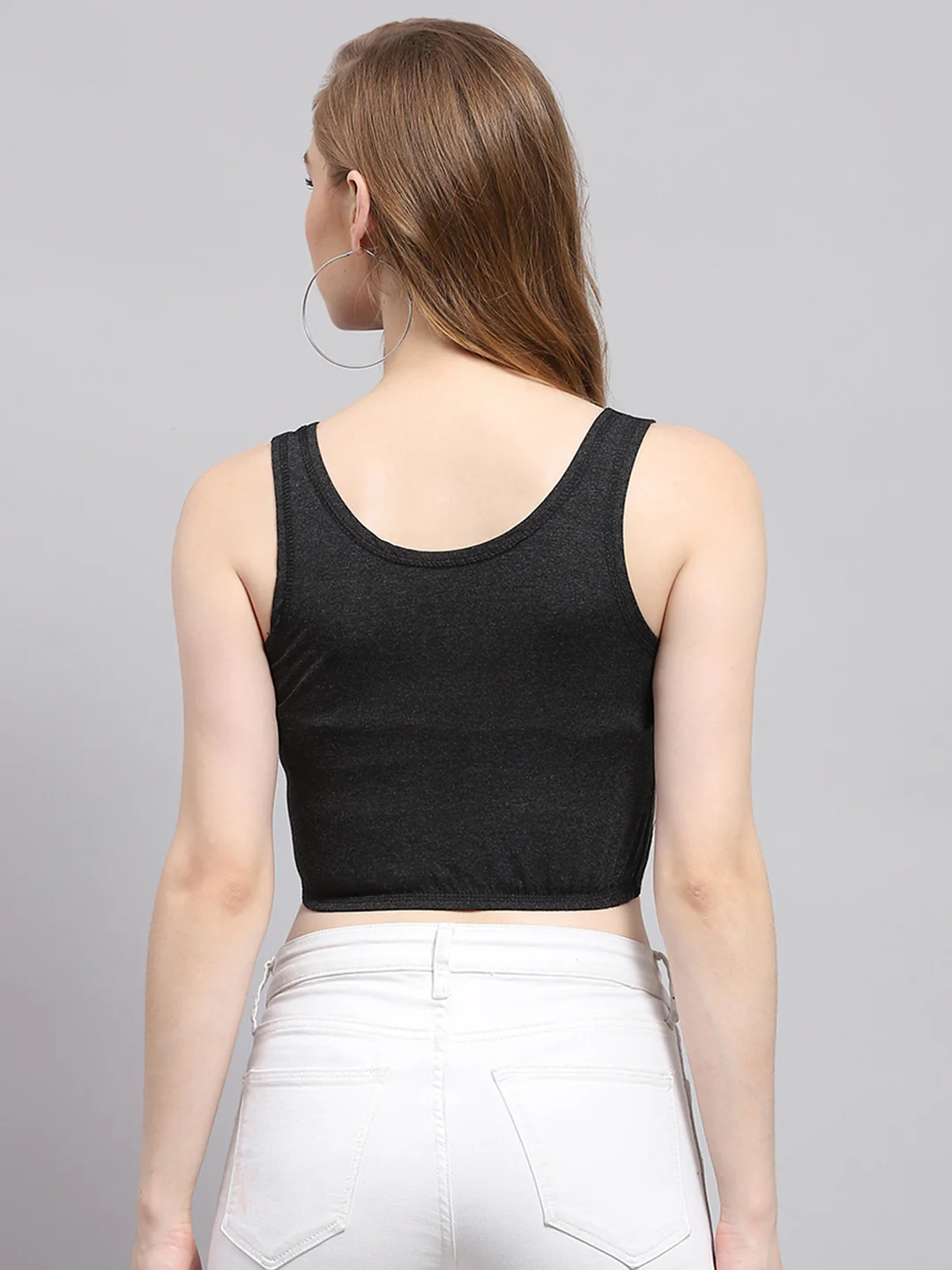 Women Grey Solid Thermal Blouse Top - Image 5