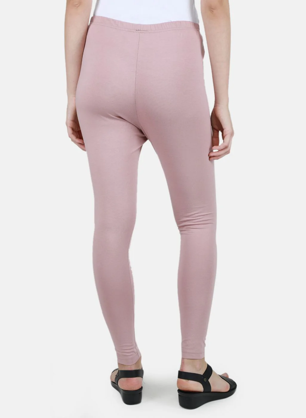 Women Light Pink Solid Legging - Image 3