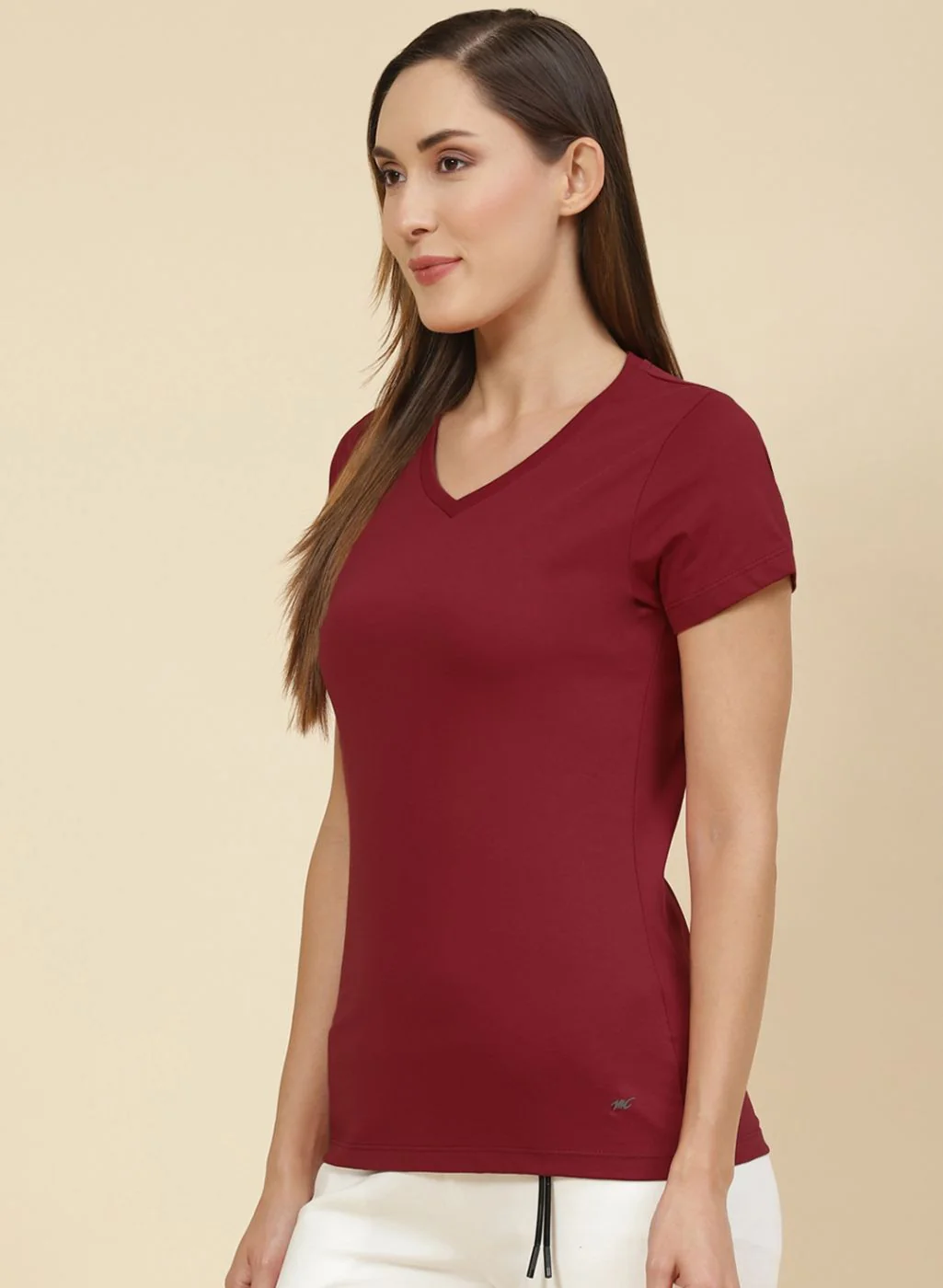 Women Maroon Plain Top 2 Pc Set - Image 3