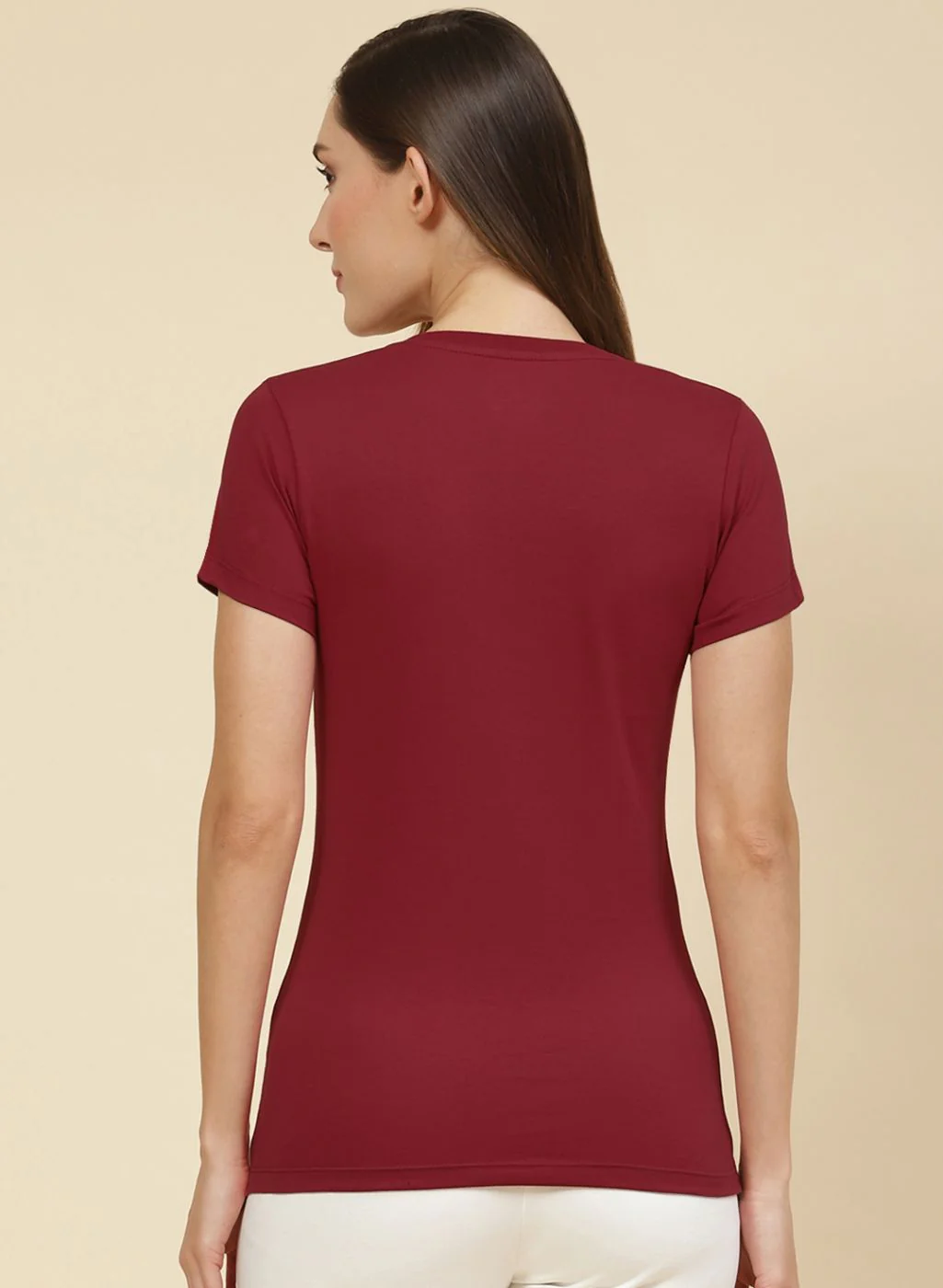 Women Maroon Plain Top 2 Pc Set - Image 7
