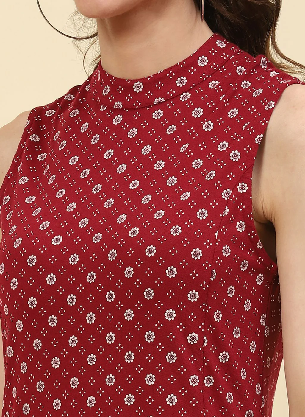 Women Maroon Printed Dress - Image 6