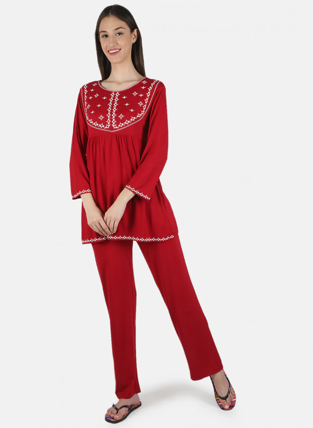 Women Maroon Printed Lower Set - Image 4