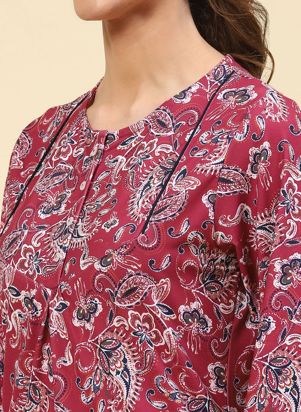 Women Maroon Printed Lower Set - Image 5