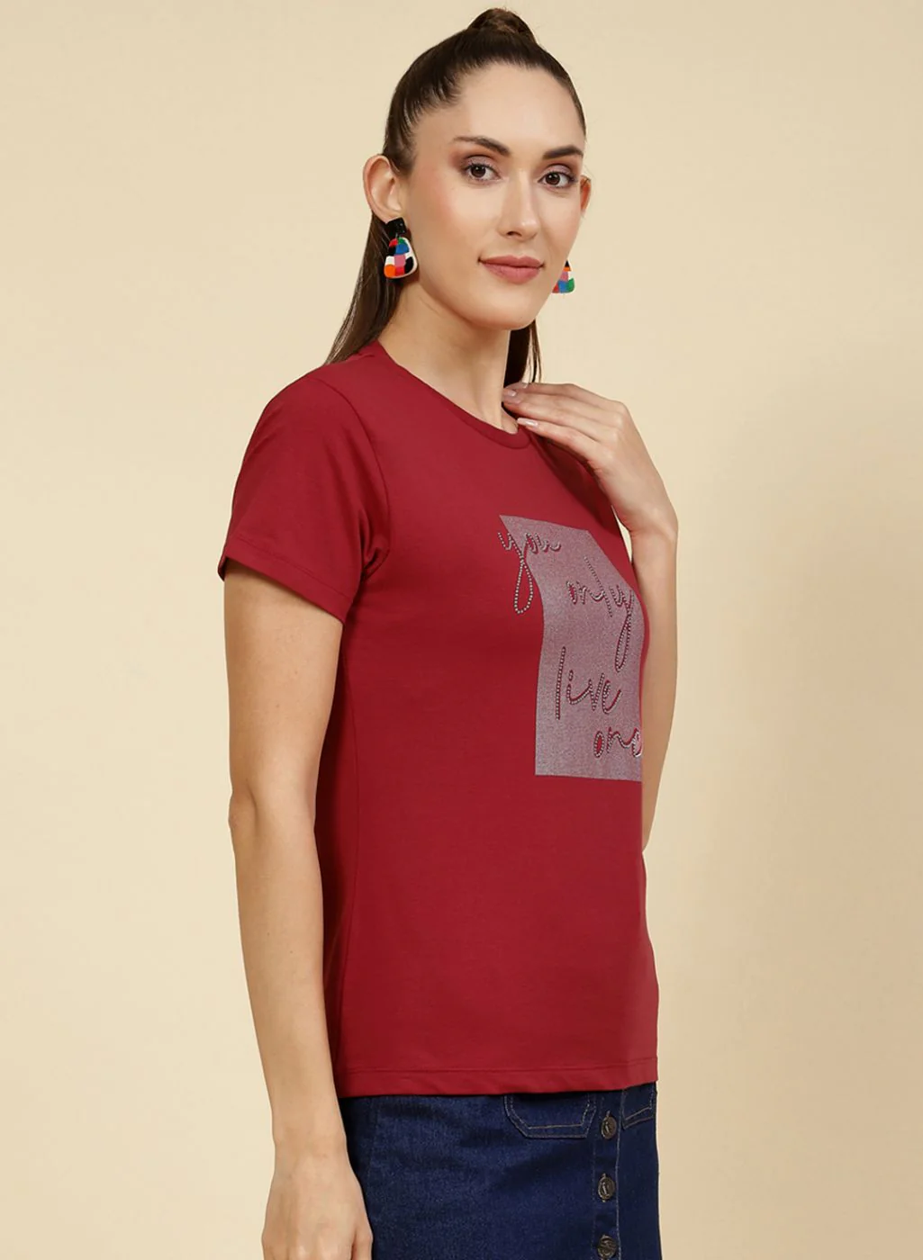 Women Maroon Printed Top - Image 4