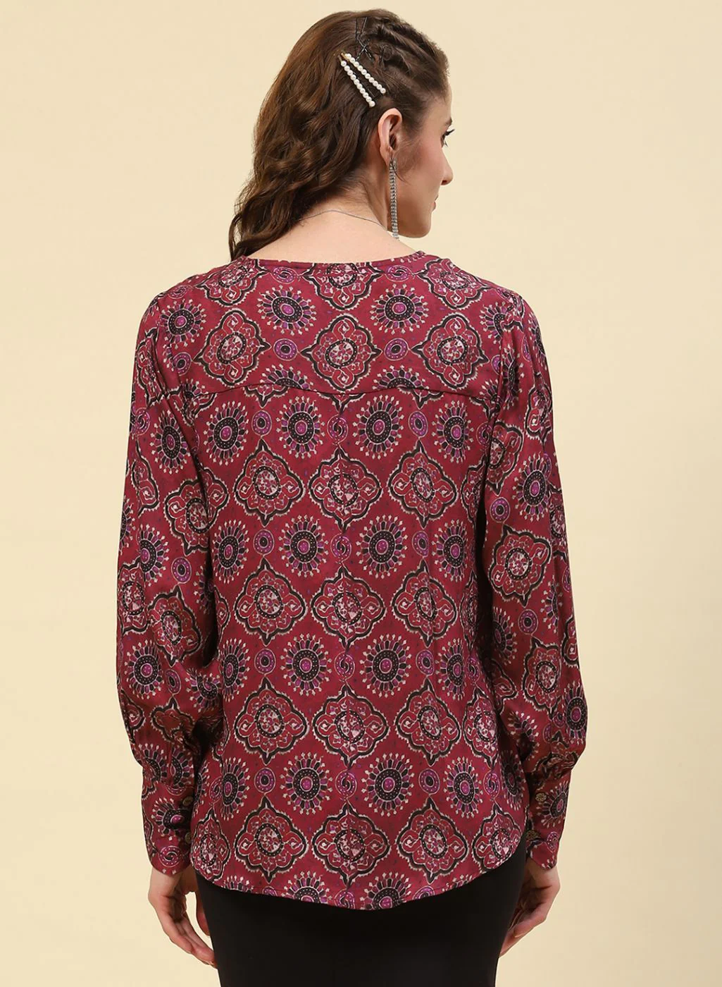 Women Maroon Printed Top - Image 5