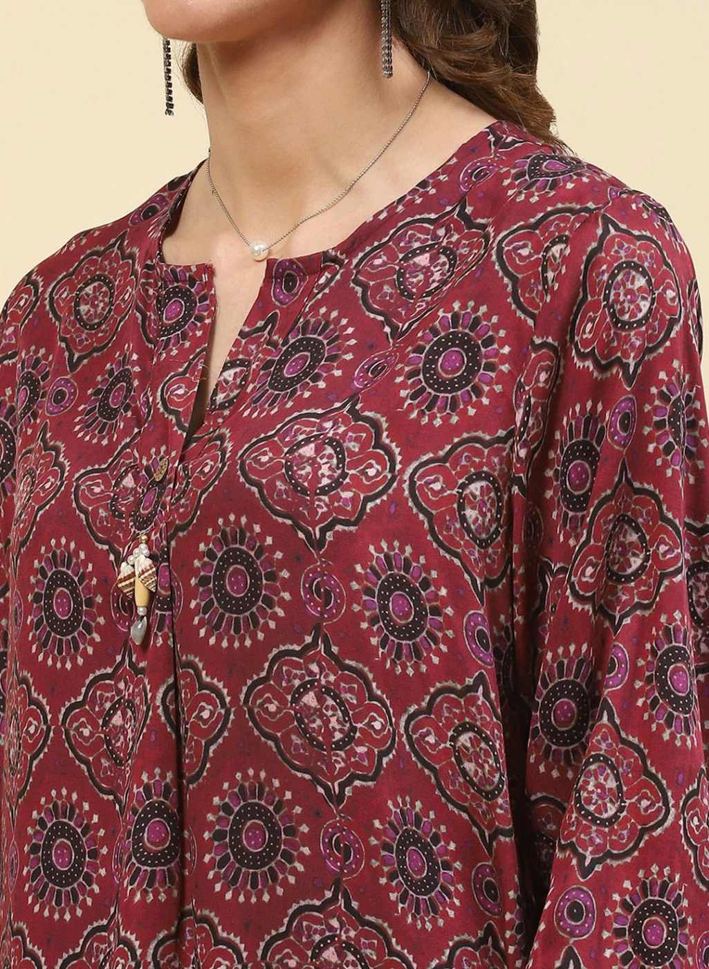 Women Maroon Printed Top - Image 6