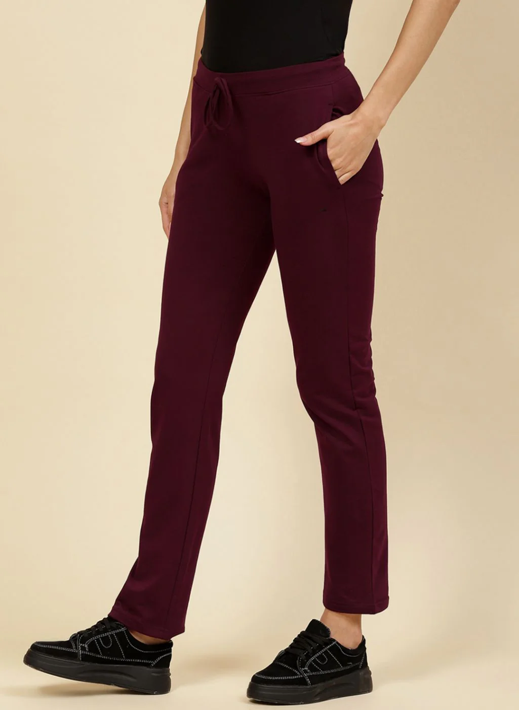 Women Maroon Regular Fit Lower - Image 3