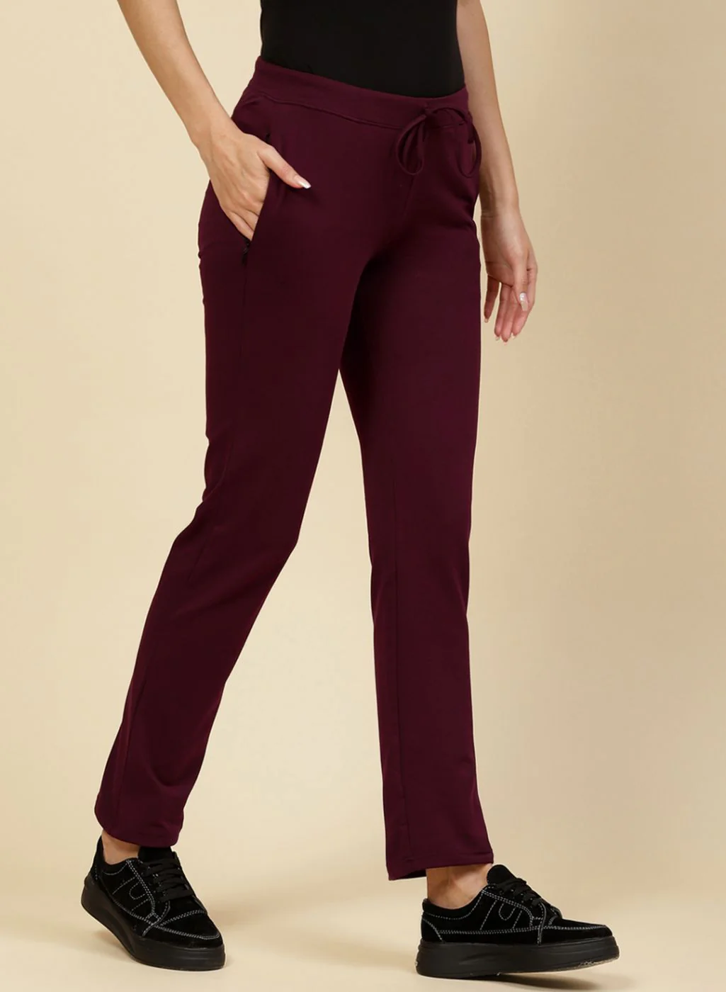 Women Maroon Regular Fit Lower - Image 4