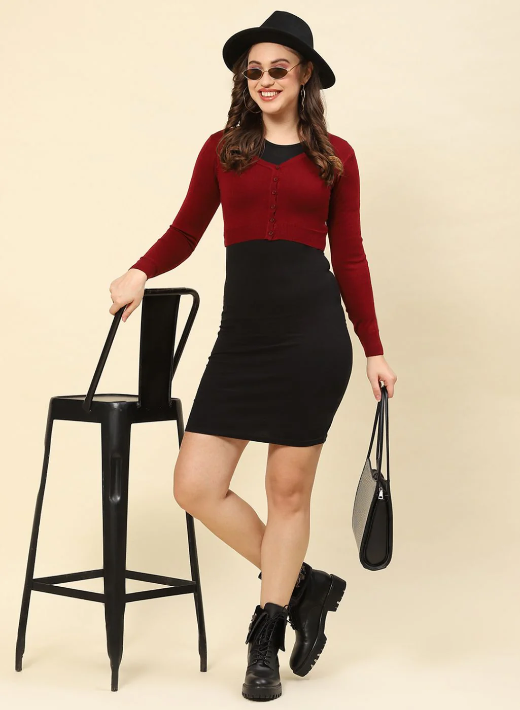 Women Maroon Solid Blend wool Blouse - Image 2