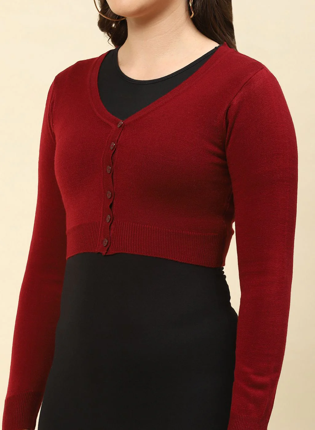 Women Maroon Solid Blend wool Blouse - Image 6