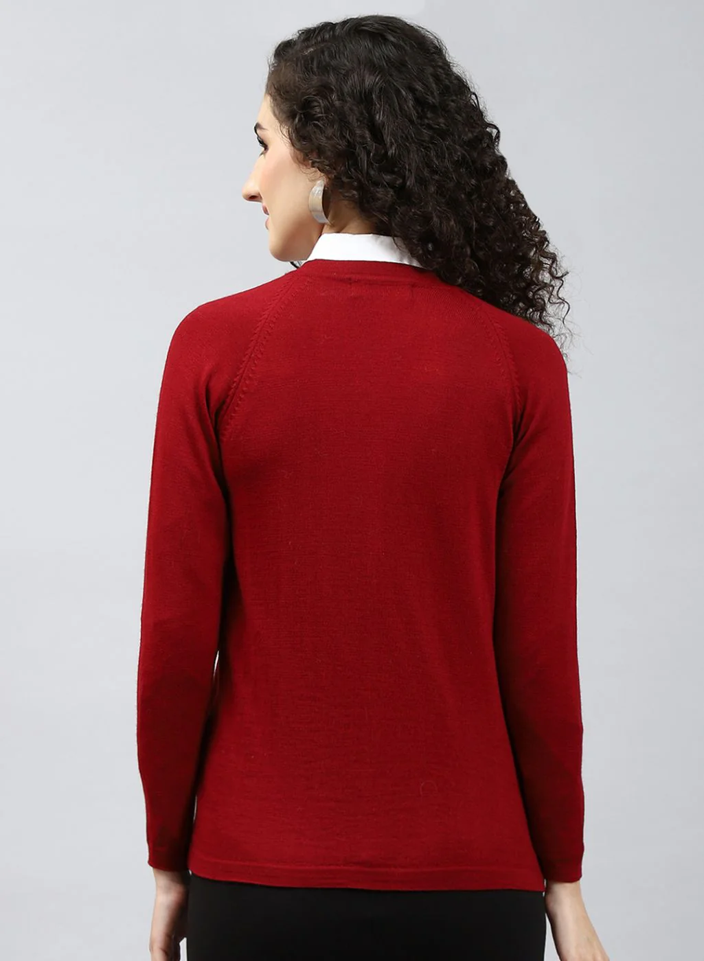 Women Maroon Solid Pure wool Cardigan - Image 5