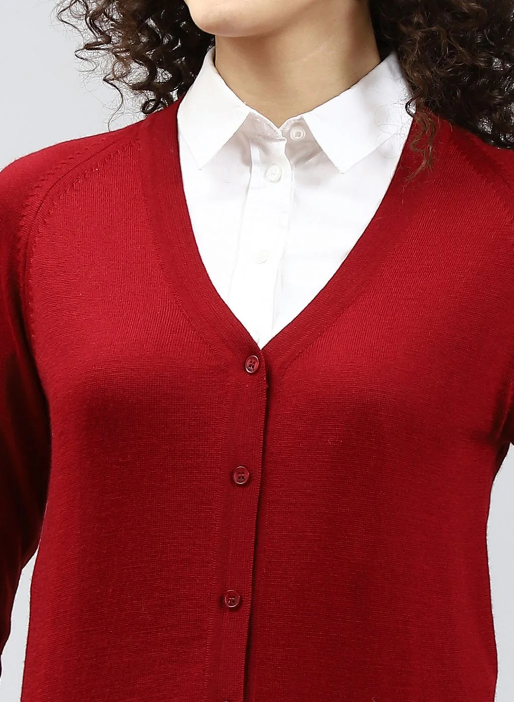 Women Maroon Solid Pure wool Cardigan - Image 6