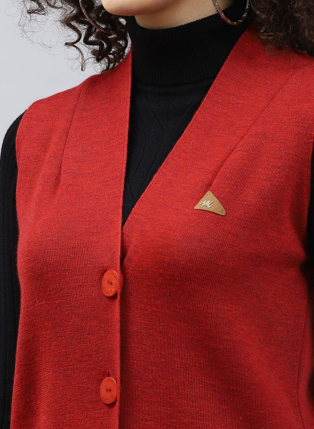 Women Maroon Solid Pure wool Cardigan - Image 6