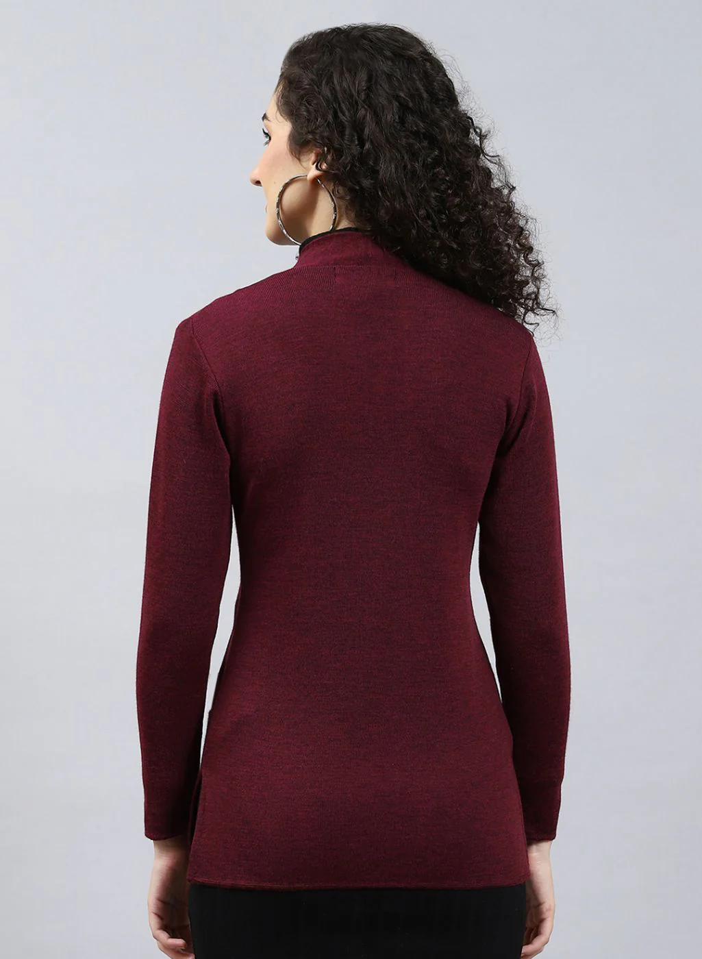 Women Maroon Solid Pure wool Cardigan - Image 5