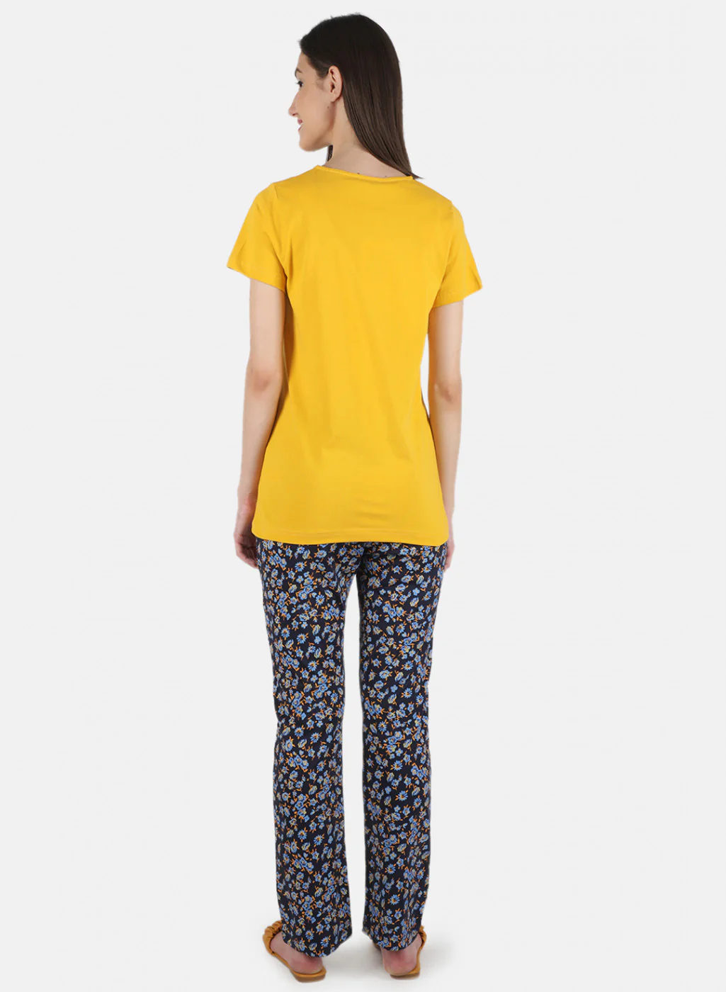 Women Mustard Printed Lower Set - Image 3