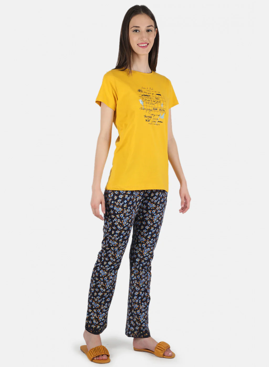 Women Mustard Printed Lower Set - Image 7