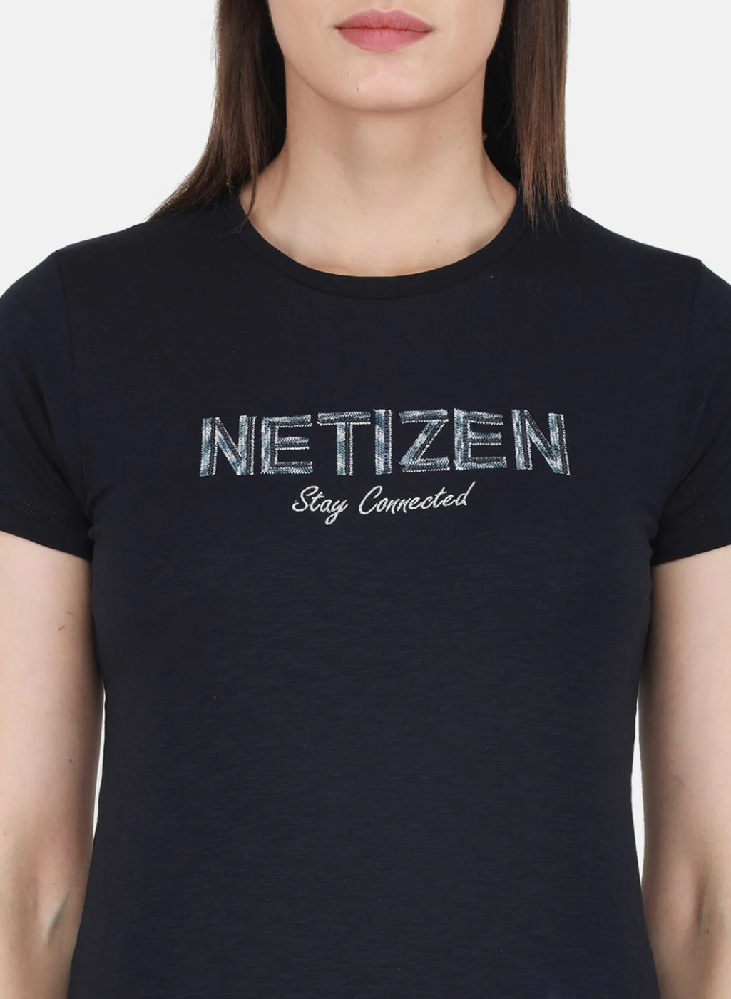 Women NAvy Blue Embroidered Top - Image 5
