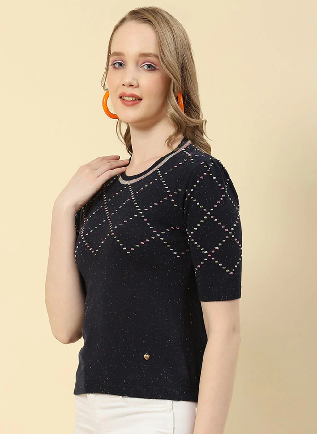 Women NAvy Blue Plain Top - Image 3