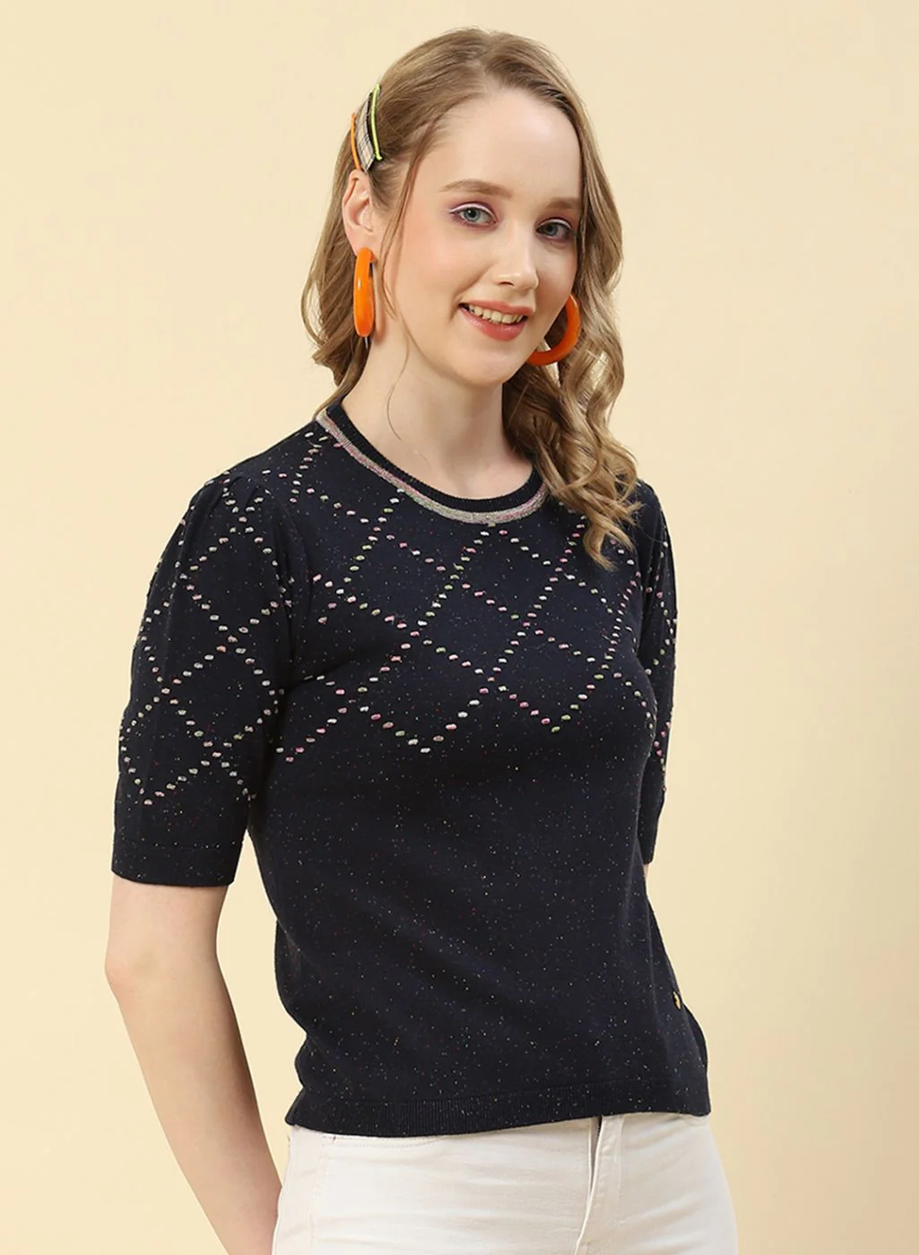 Women NAvy Blue Plain Top - Image 4