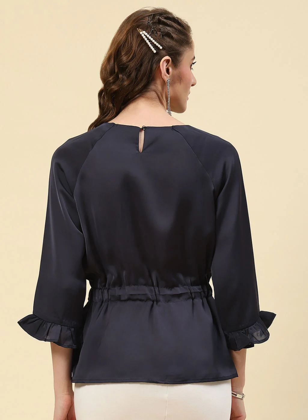 Women NAvy Blue Plain Top - Image 4