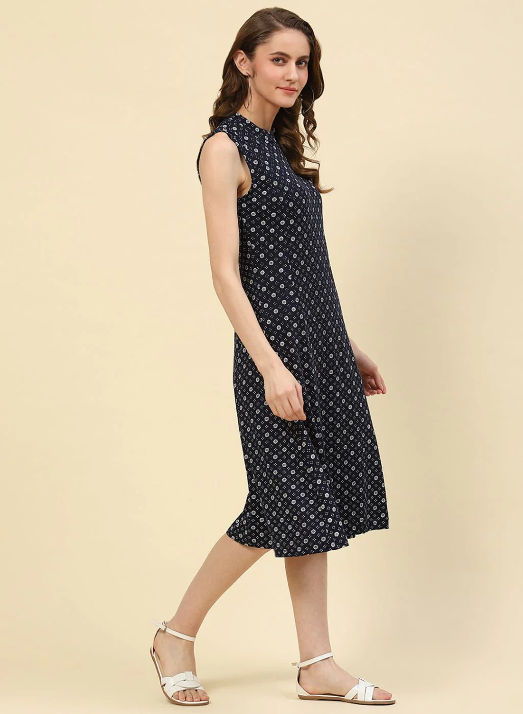Women NAvy Blue Printed Dress - Image 3