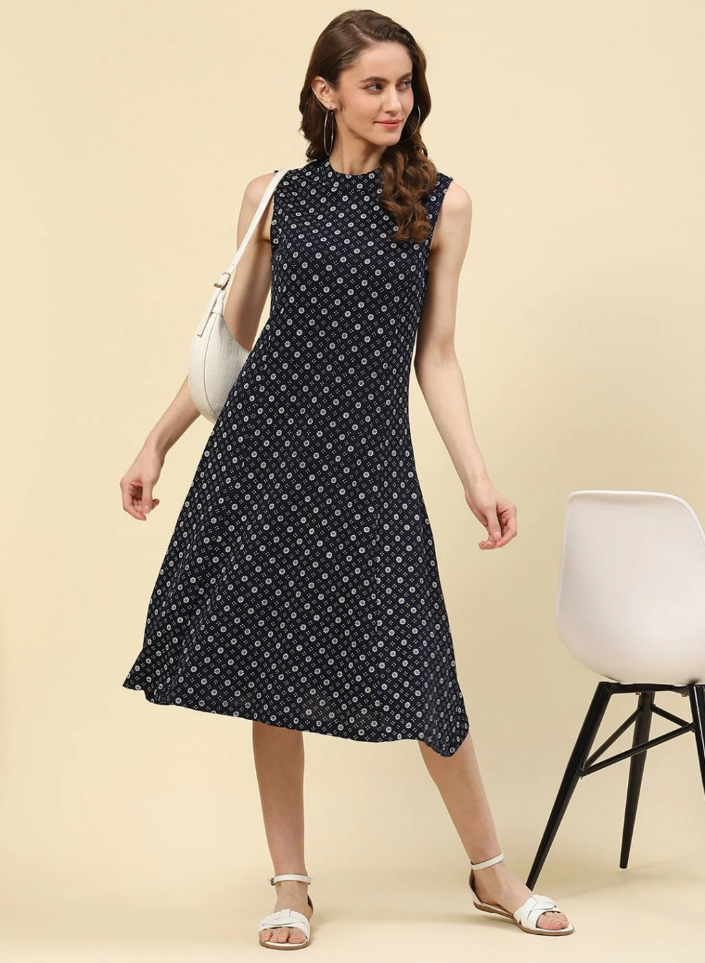 Women NAvy Blue Printed Dress - Image 5