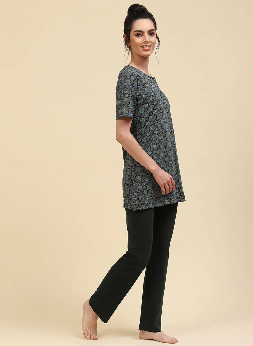 Women NAvy Blue Printed Lower Set - Image 3