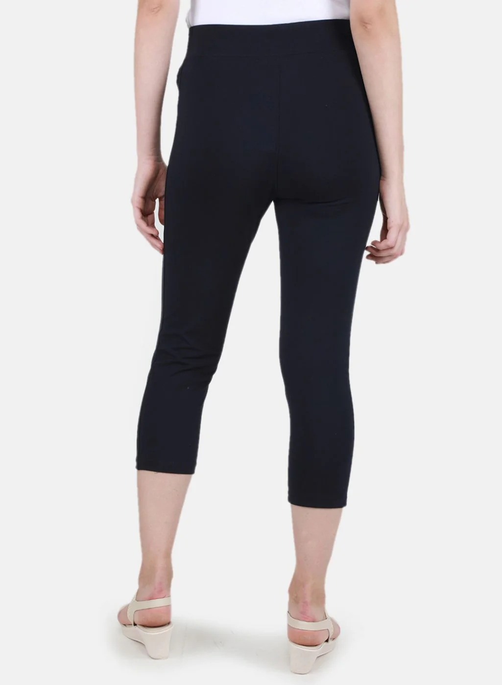 Women NAvy Blue Solid Capri - Image 3