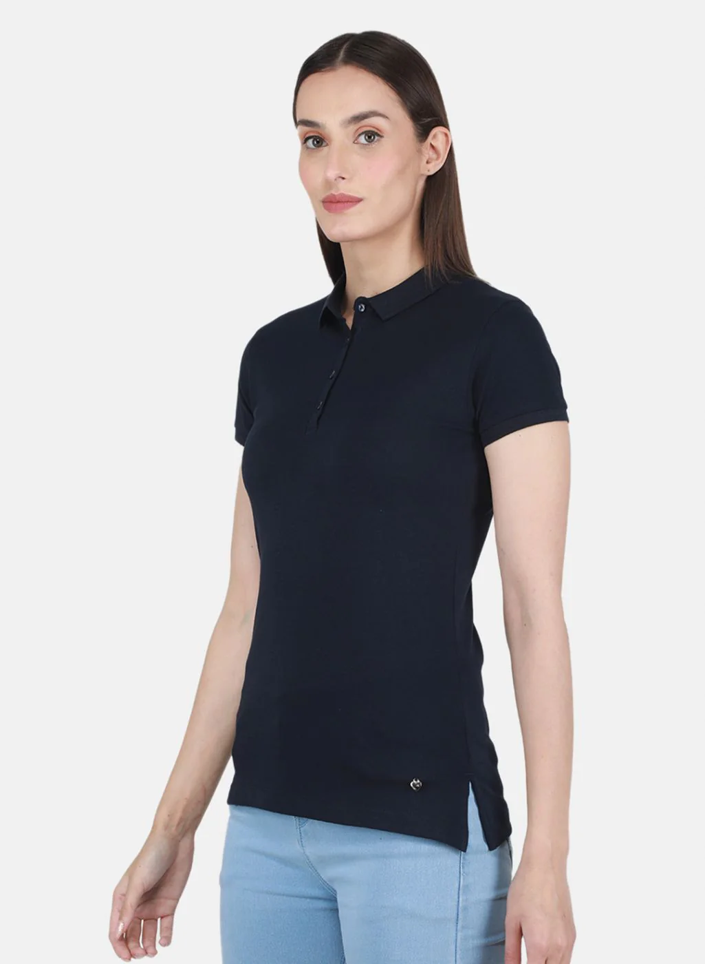 Women NAvy Blue Solid T-Shirt - Image 2