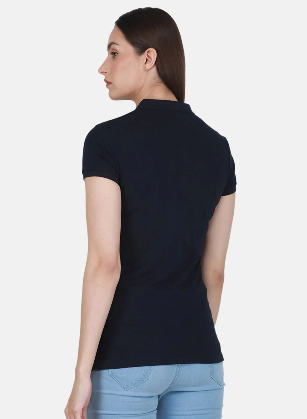 Women NAvy Blue Solid T-Shirt - Image 3