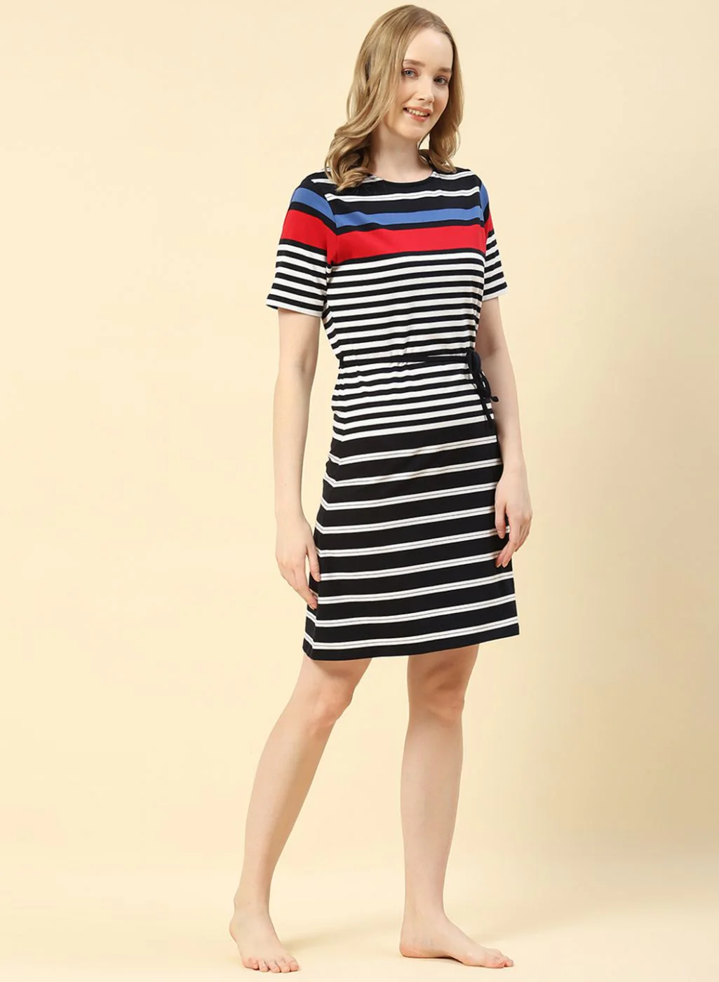 Women NAvy Blue Stripe Dress - Image 4