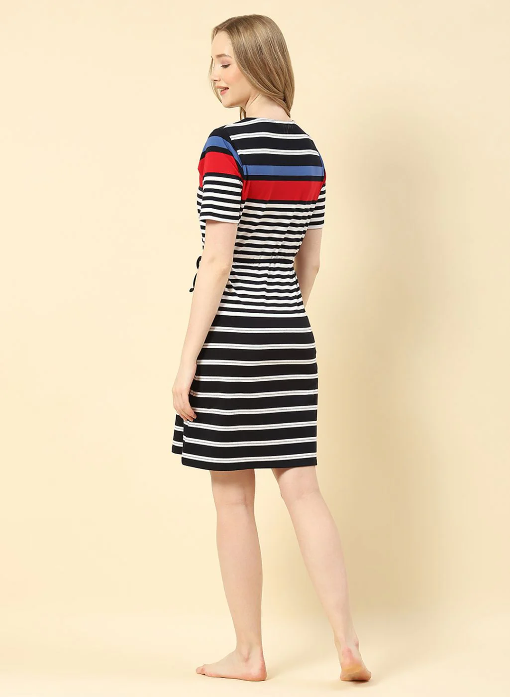 Women NAvy Blue Stripe Dress - Image 5