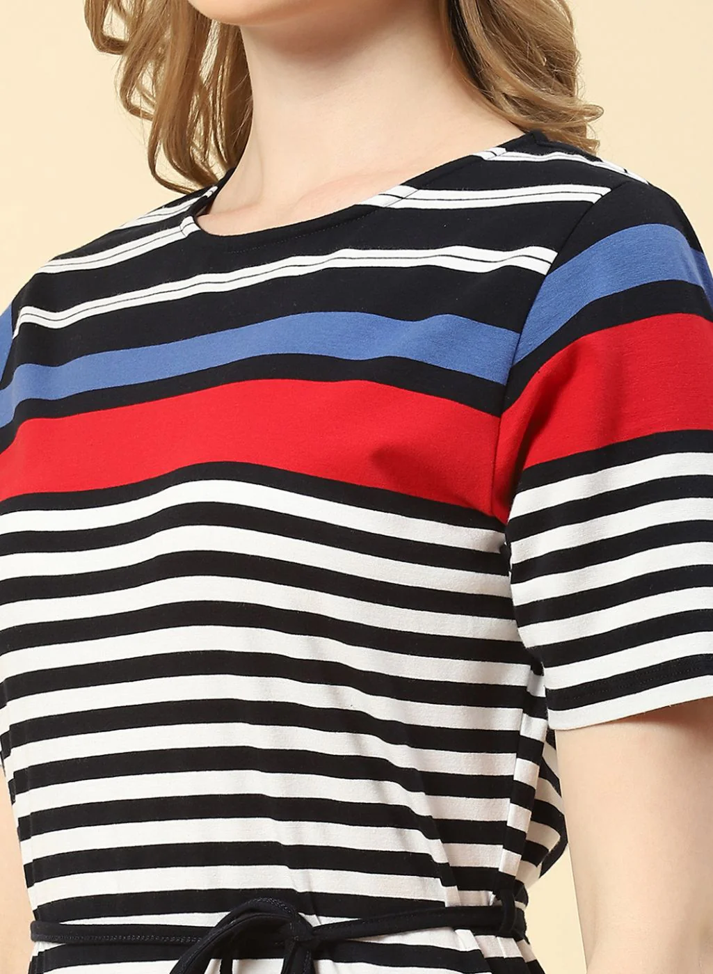 Women NAvy Blue Stripe Dress - Image 6