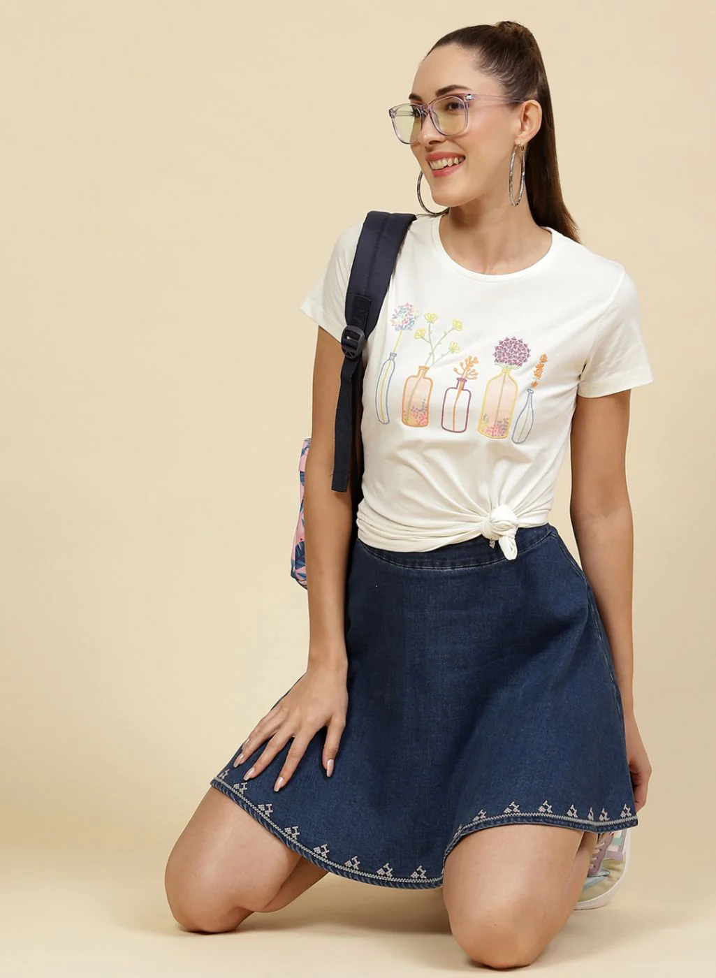 Women Off White Embroidered Top - Image 2