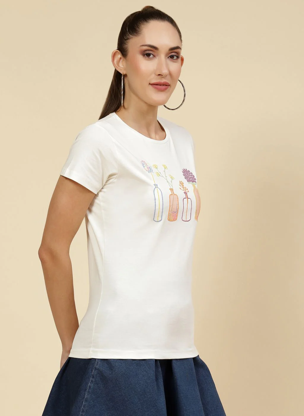Women Off White Embroidered Top - Image 4
