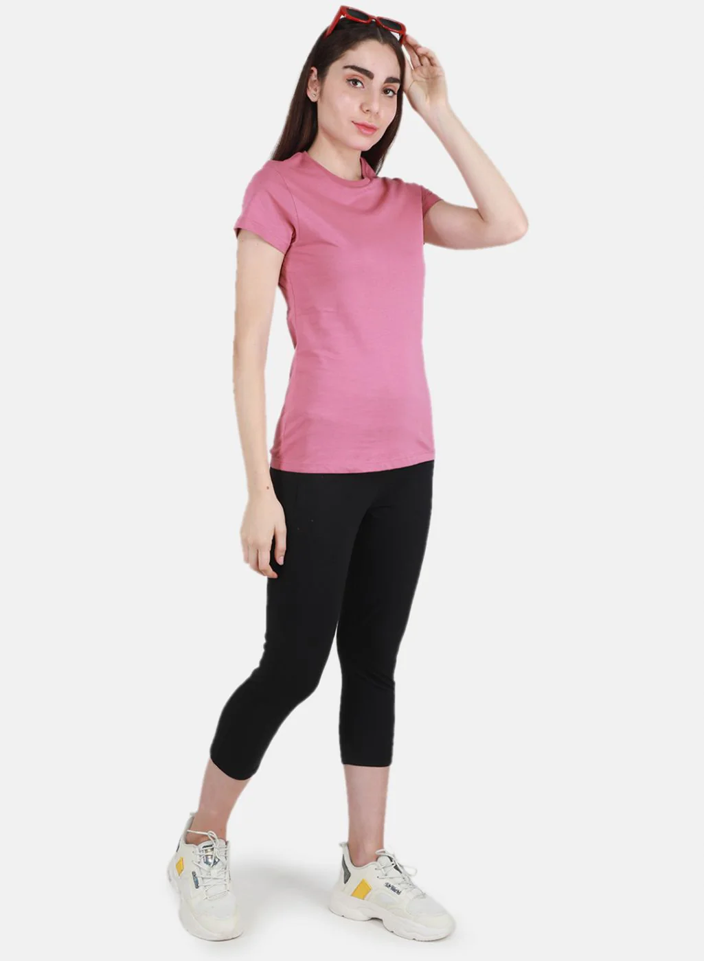 Women Off White & Pink Solid Top 2 Pc Set - Image 5