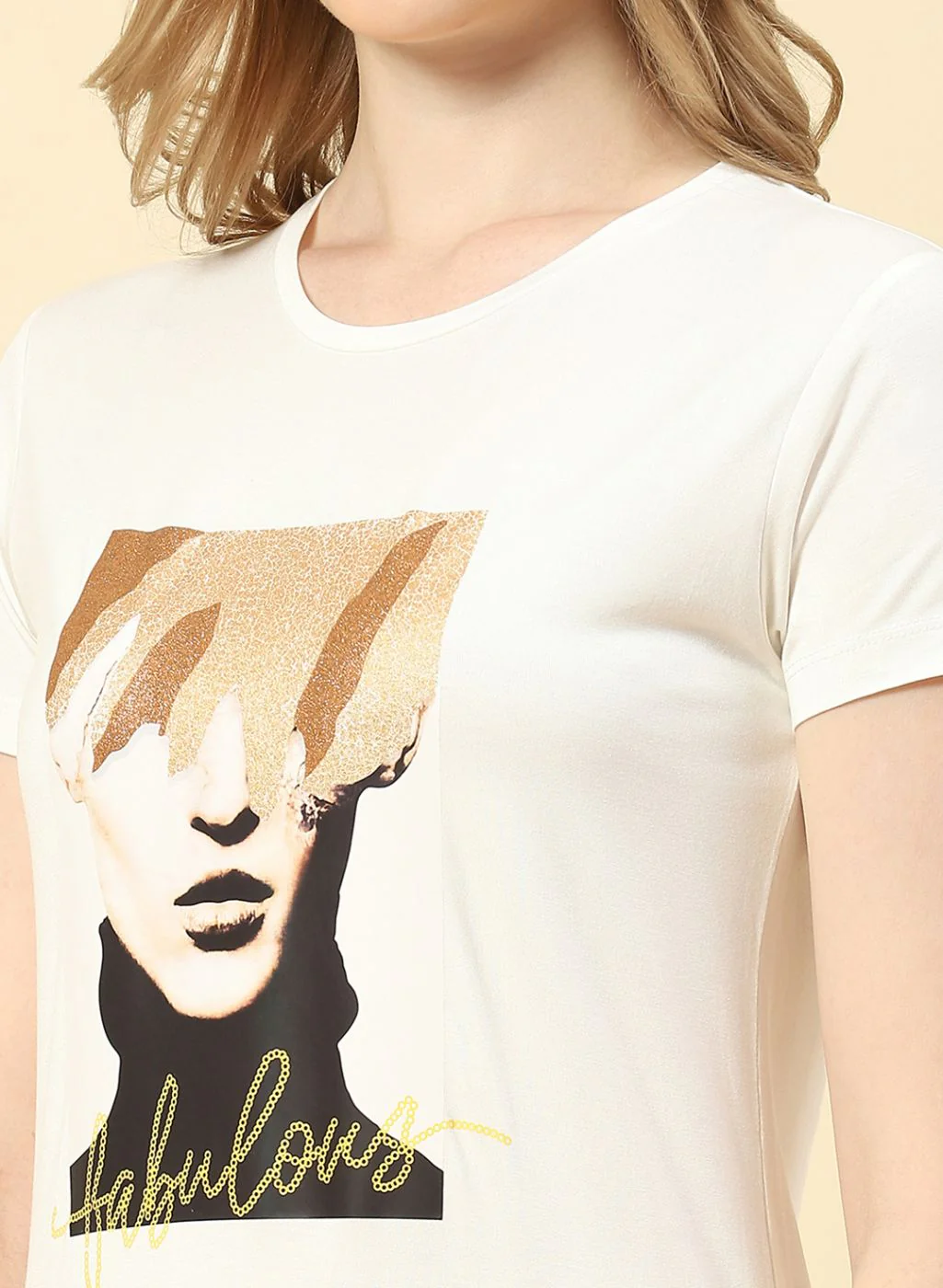 Women Off White Printed Top - Image 6