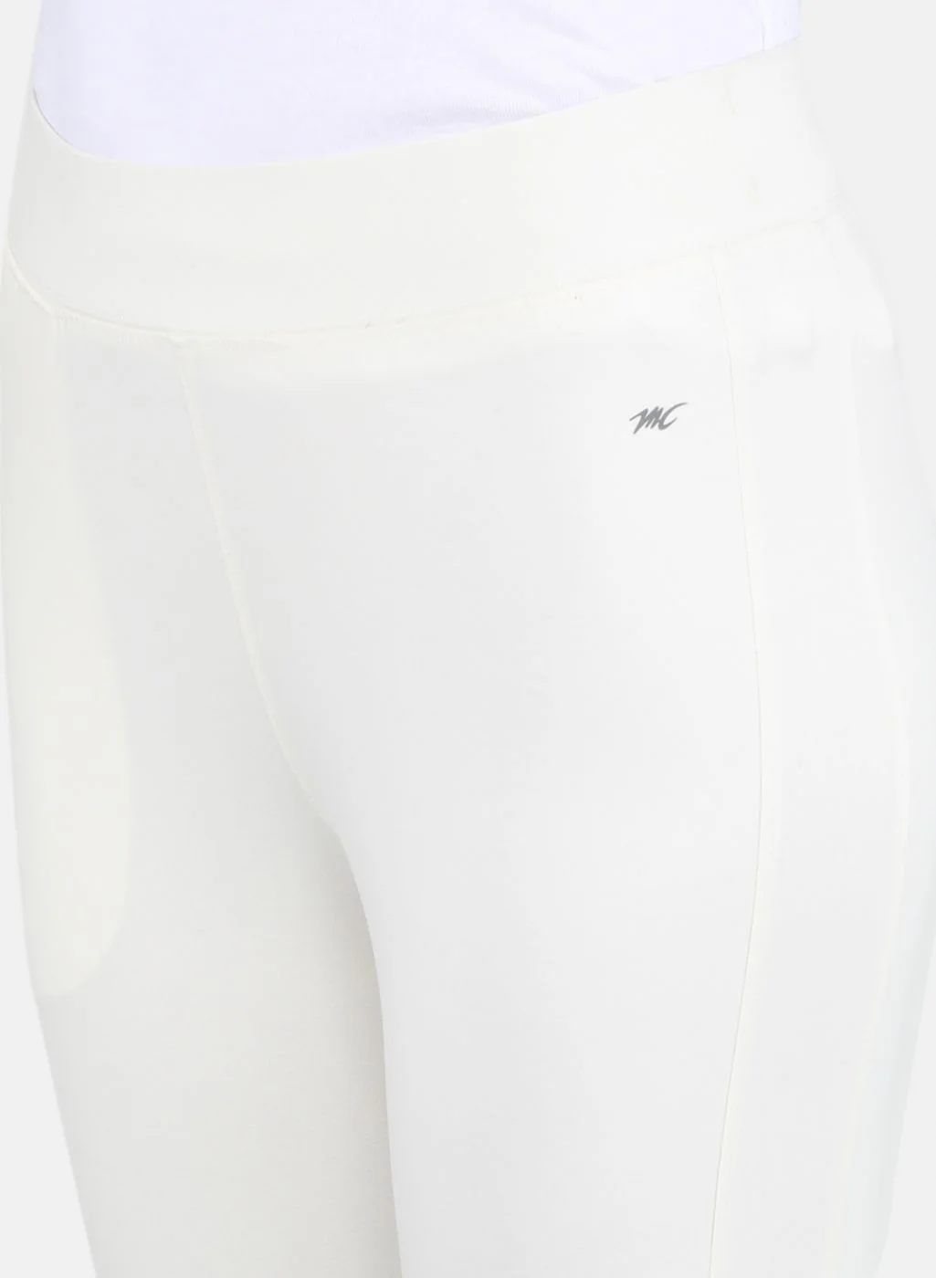 Women Off White Solid Capri - Image 5
