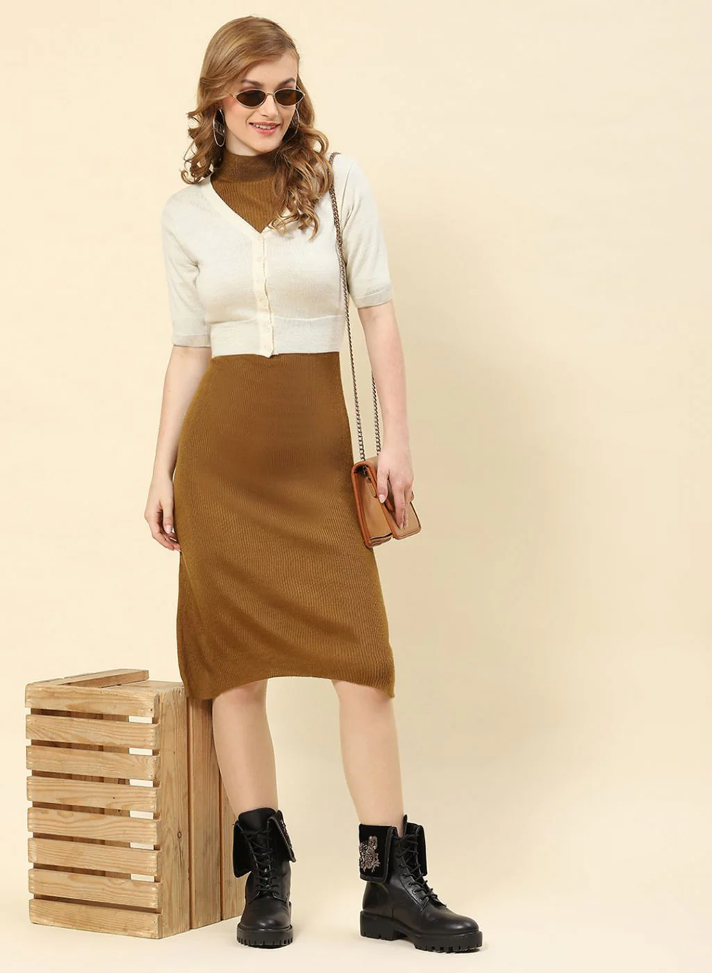 Women Off White Solid Pure wool Blouse - Image 2