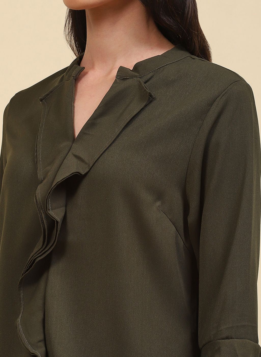 Women Olive Plain Top - Image 6