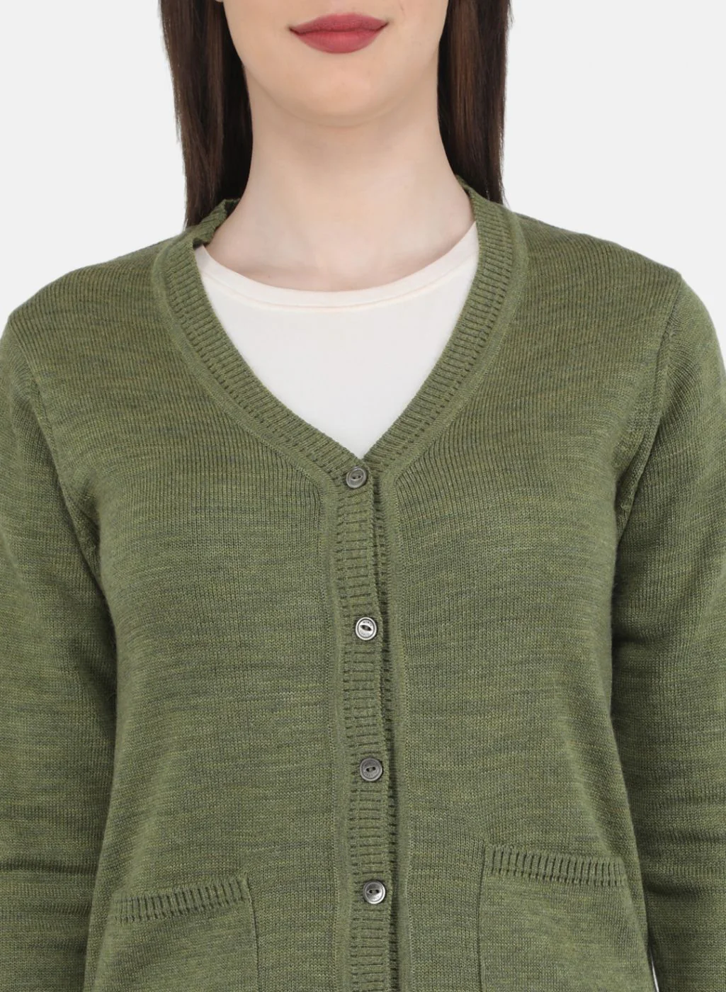 Women Olive Solid Cardigan - Image 5