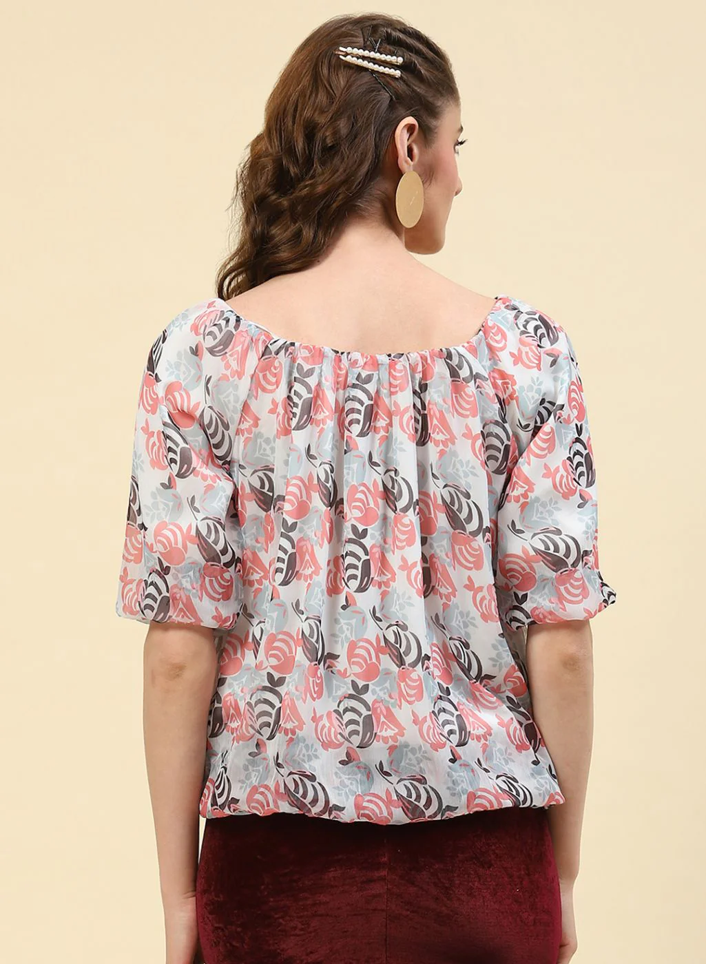 Women Orange Printed Top - Image 4