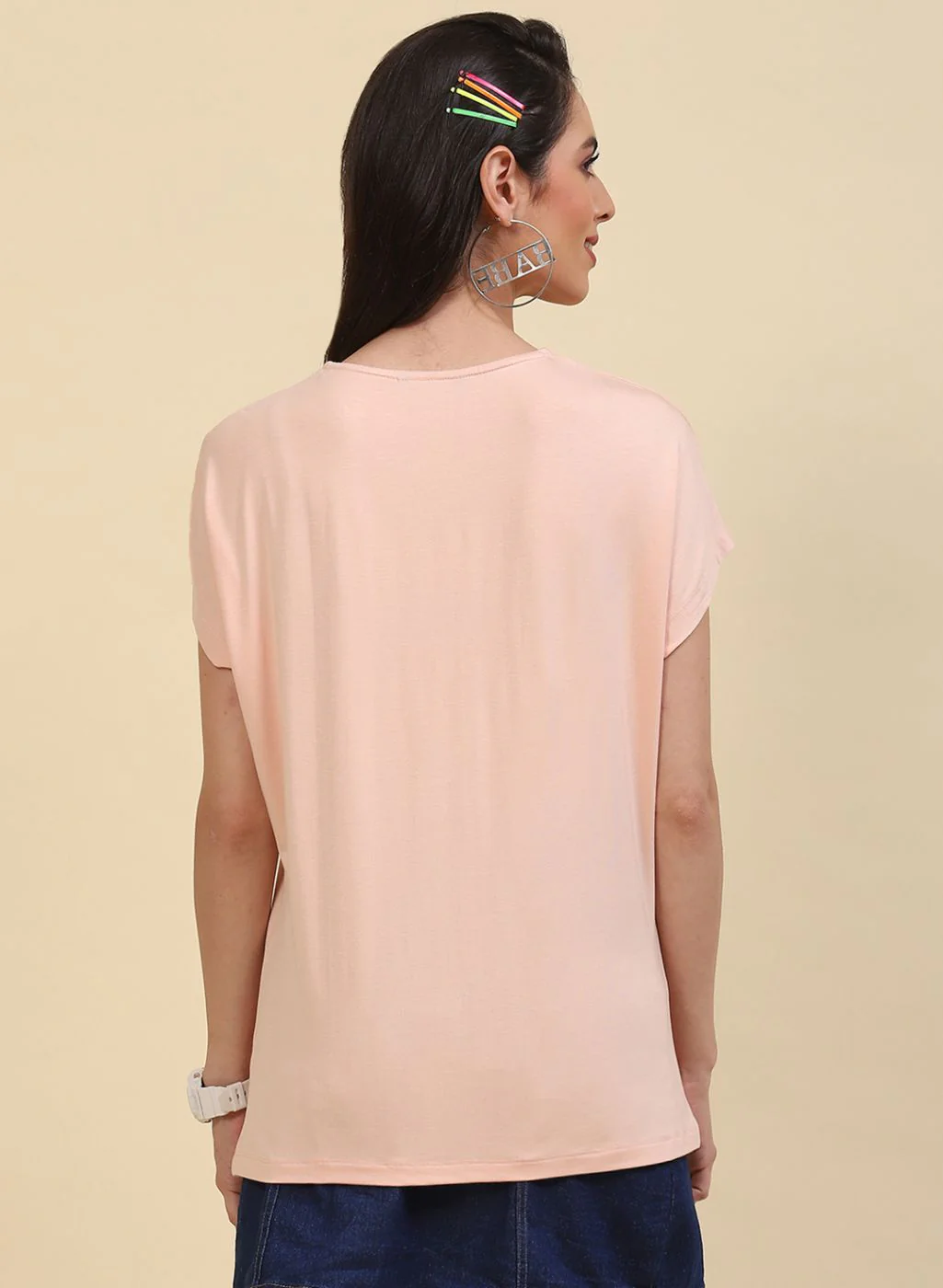 Women Peach Embroidered Top - Image 5