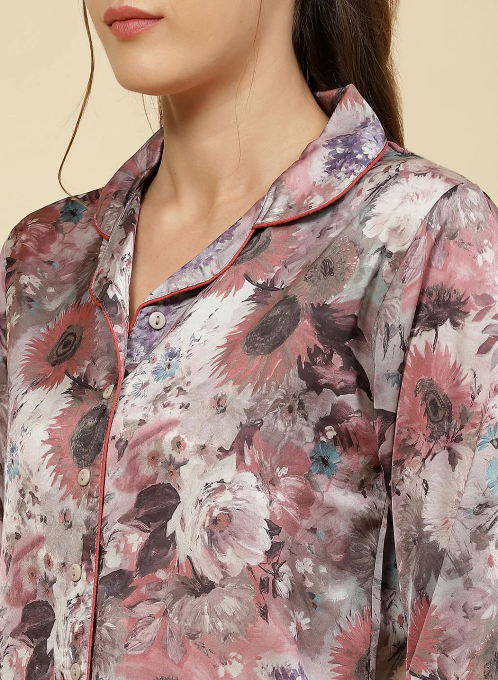 Women Peach Printed Lower Set - Image 6