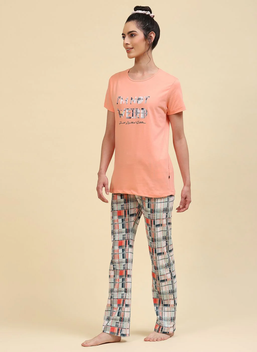 Women Peach Printed Lower Set - Image 3