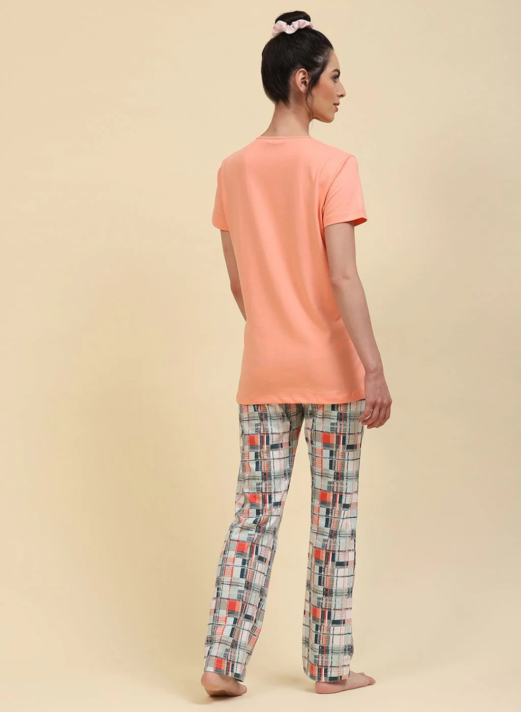 Women Peach Printed Lower Set - Image 5